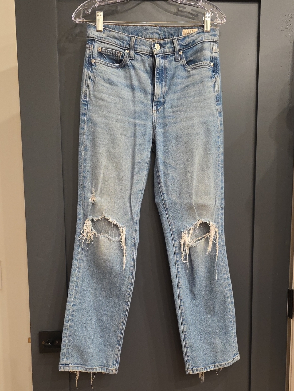 AYR Light Blue Distressed Straight Leg Jeans